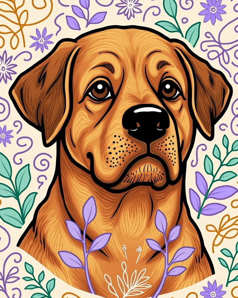 Golden Retriever Floral Whimsy Rug