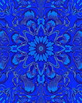 Lush Blue Floral Kaleidoscope Rug