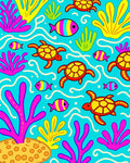 Fun Sea Turtle Fish Coral Reef Rug