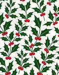 Traditional Green Holly Berry Branches Rug