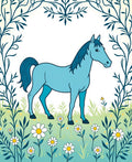 Cerulean Horse Meadow Daisy Border Rug