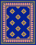 Vibrant Blue Yellow Pink Floral Medallion Rug