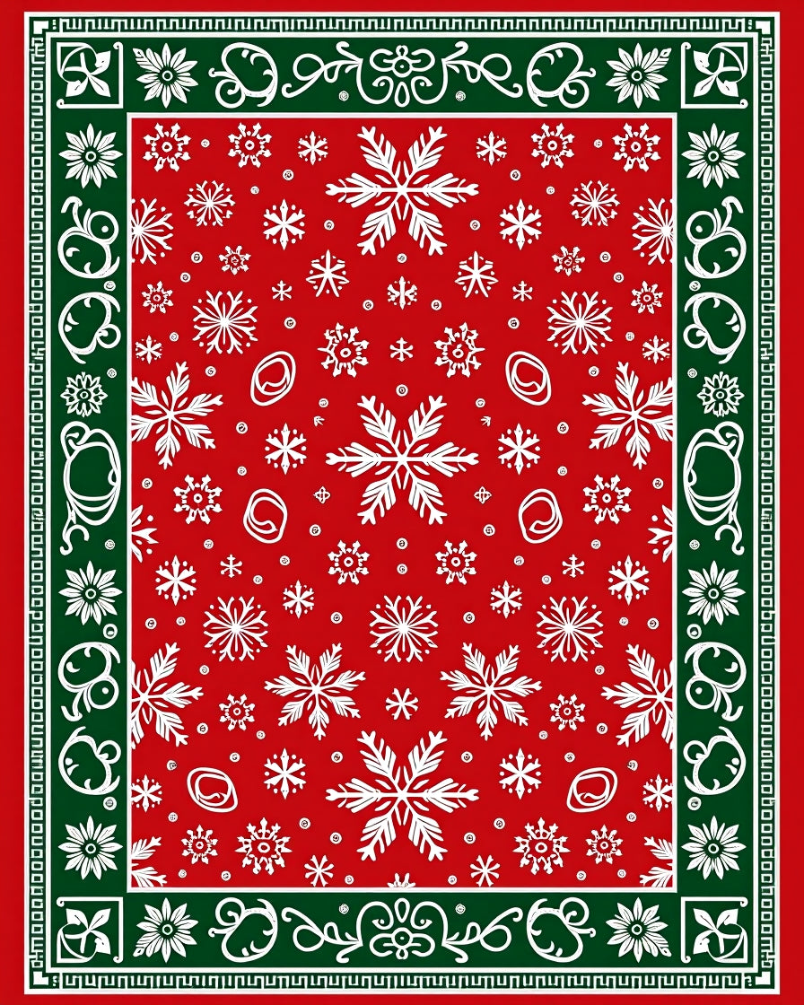 Holiday Snowflake Forest Border Rug