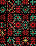 Bold Red Floral Medallion Mosaic Rug