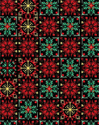 Bold Red Floral Medallion Mosaic Rug