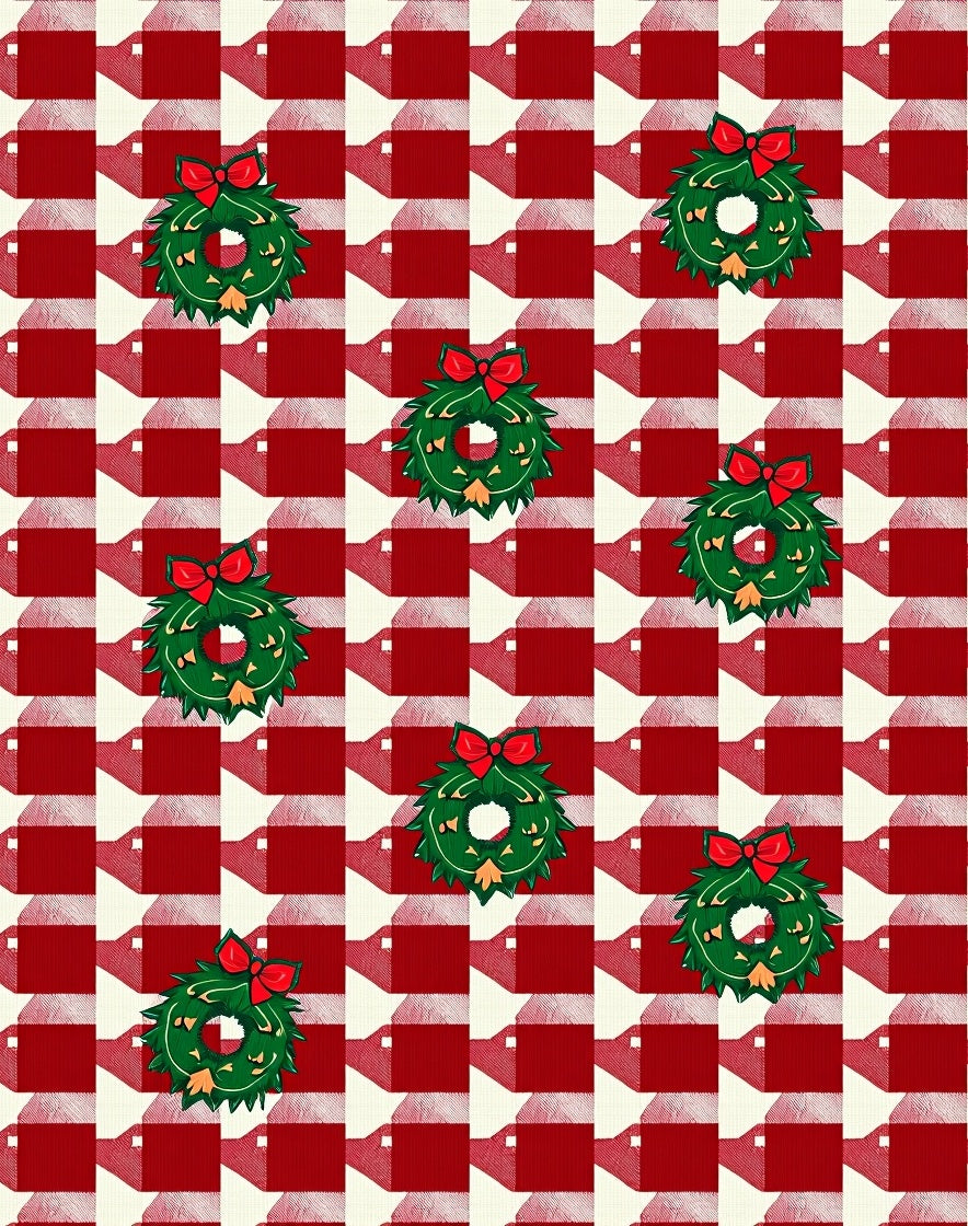Festive Red Buffalo Plaid Wreath Rug