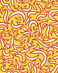 Golden Yellow Red Flowing Swirls Rug