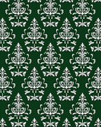 Emerald Green White Classic Damask Rug