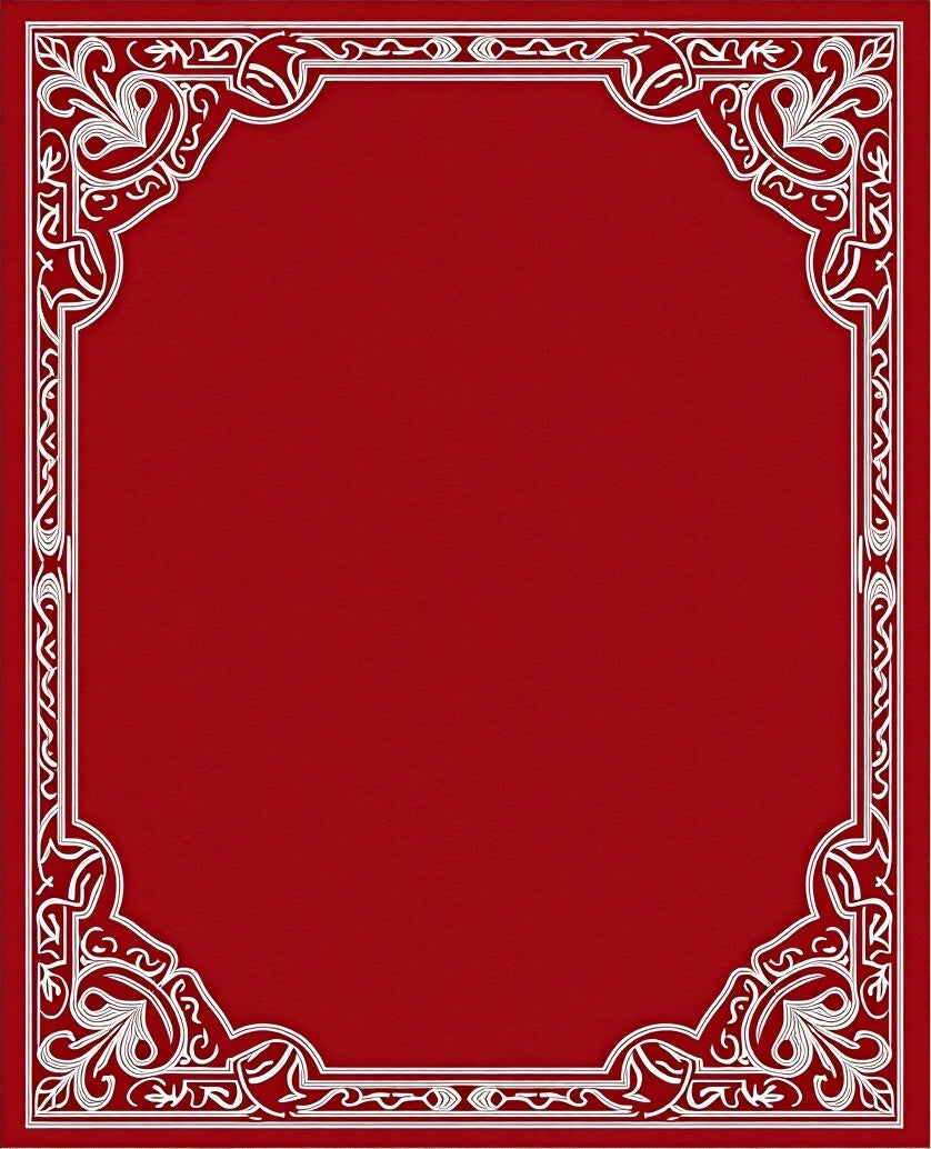 Crimson White Floral Border Frame Rug