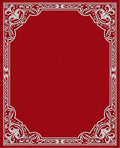 Crimson White Floral Border Frame Rug