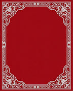 Crimson White Floral Border Frame Rug