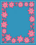 Bright Pink Floral Border Blue Rug