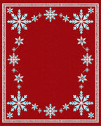 Festive Red Snowflake Border Rug
