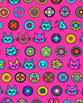 Pink Retro Cat Medallion Collage Rug