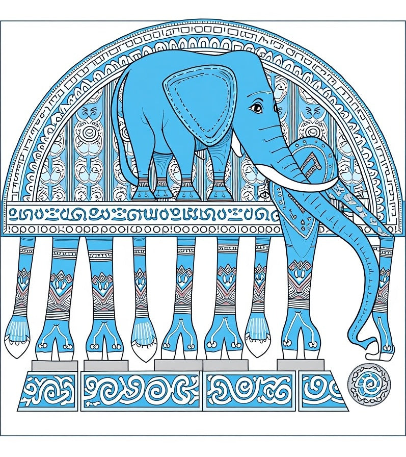 Cerulean Elephant Archway Medallion Rug