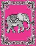 Ornate Pink Elephant Mandala Tribal Rug