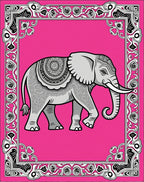 Ornate Pink Elephant Mandala Tribal Rug
