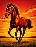 Fiery Chestnut Horse Galloping Sunset Field Rug