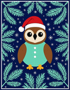 Festive Owl In Santa Hat And Snow Rug