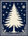 Winter Evergreen Snowflake Midnight Rug