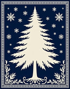 Winter Evergreen Snowflake Midnight Rug