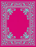 Bright Pink Teal Floral Frame Rug