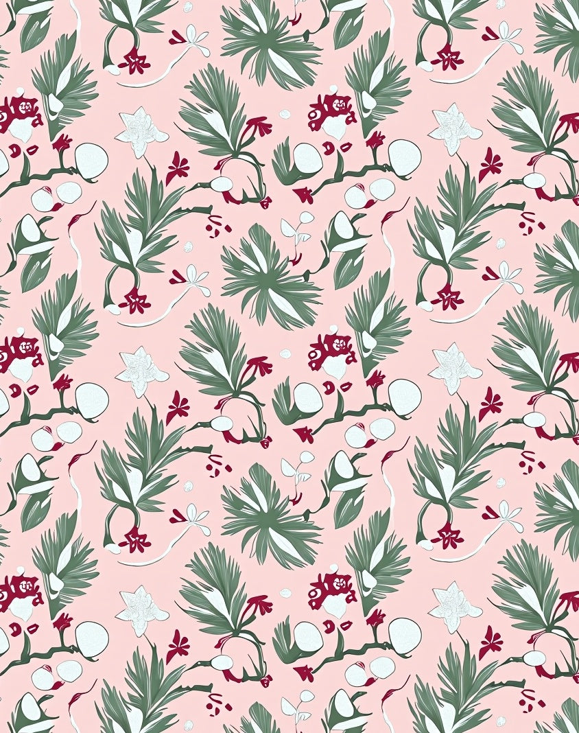 Whimsical Berry Blossom Tropical Leaves Rug