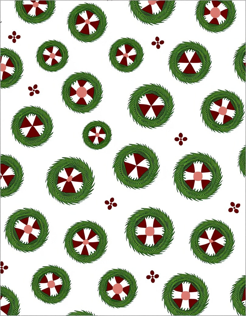 Crimson White Green Laurel Medallion Rug