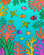 Oceanic Turtles And Coral Friends Rug