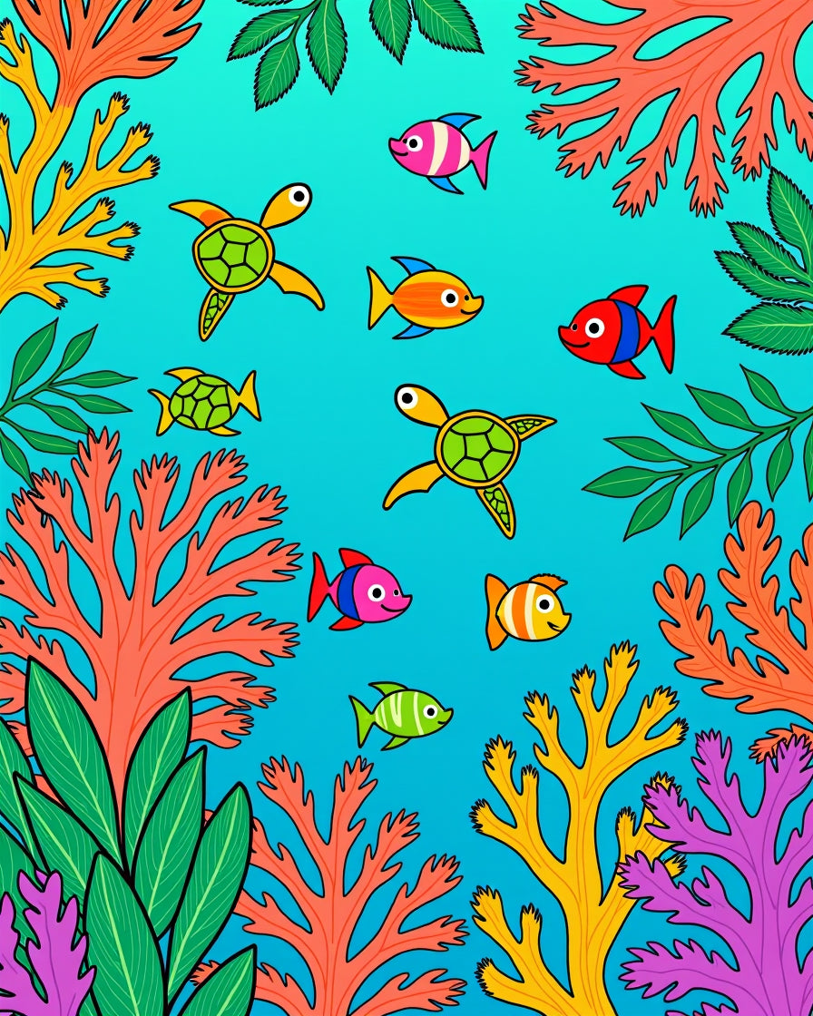 Oceanic Turtles And Coral Friends Rug