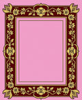 Burgundy Gold Floral Garland Frame Rug