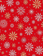 Festive Red Snowflake Collage Rug