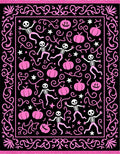 Pink Skeleton Pumpkin Halloween Garland Rug