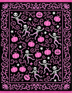 Pink Skeleton Pumpkin Halloween Garland Rug