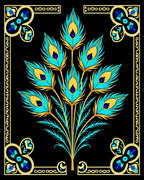 Exotic Turquoise Peacock Feather Bouquet Rug