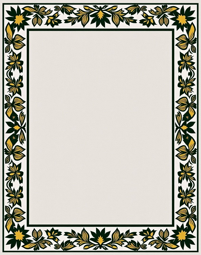 Emerald Yellow Floral Border Rug