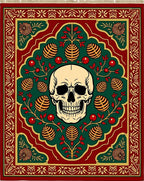 Red Green Skull Botanical Medallion Rug