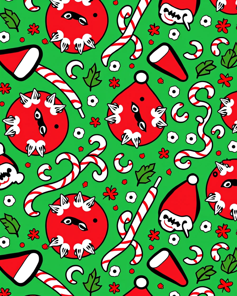 Festive Red Green Christmas Ornaments Rug