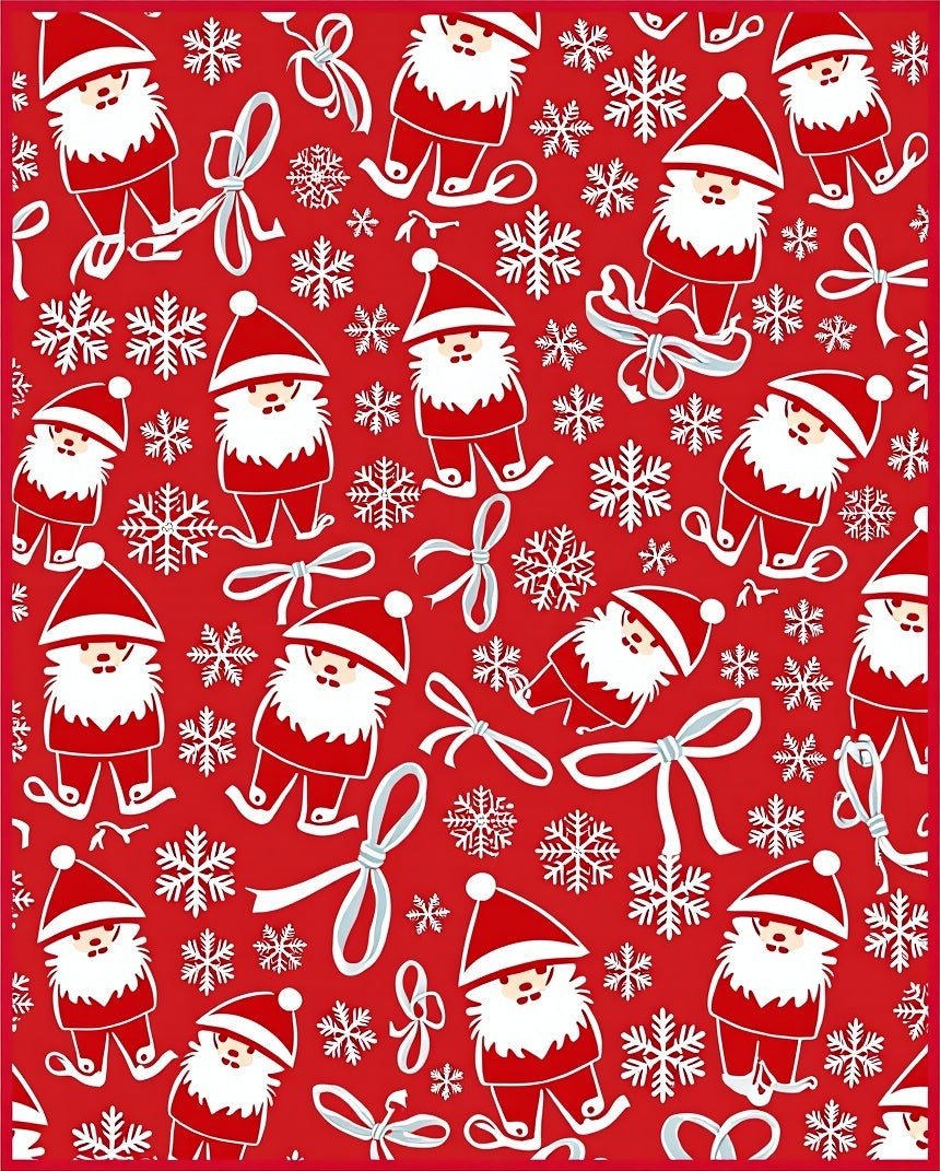 Whimsical Red Santa Snowflake Bows Rug