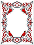 Crimson Cardinal With Red Leaf Scrollwork Rug