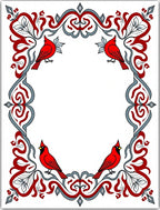 Crimson Cardinal With Red Leaf Scrollwork Rug
