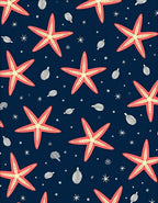 Coral Starfish Navy Scatter Rug