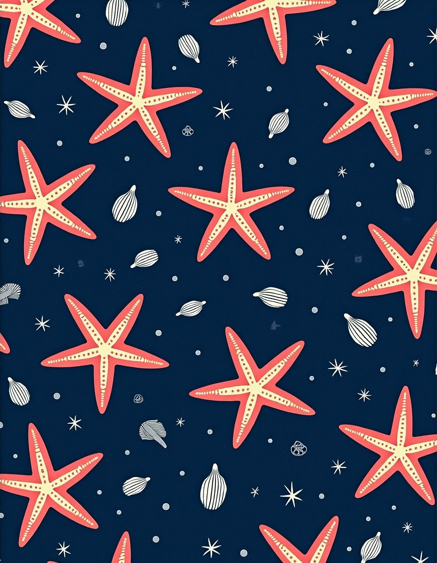 Coral Starfish Navy Scatter Rug