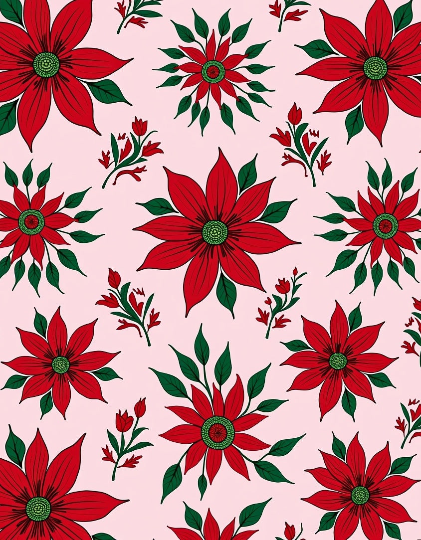 Red Floral Garland Poinsettia Rug