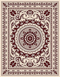Ornate Crimson Sunburst Floral Rug