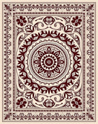 Ornate Crimson Sunburst Floral Rug