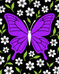 Vibrant Purple Butterfly Floral Garden Rug