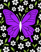 Vibrant Purple Butterfly Floral Garden Rug