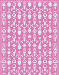 Pink White Symmetrical Botanical Arrangement Rug
