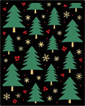 Festive Green Christmas Trees Scattered Snowflakes Rug